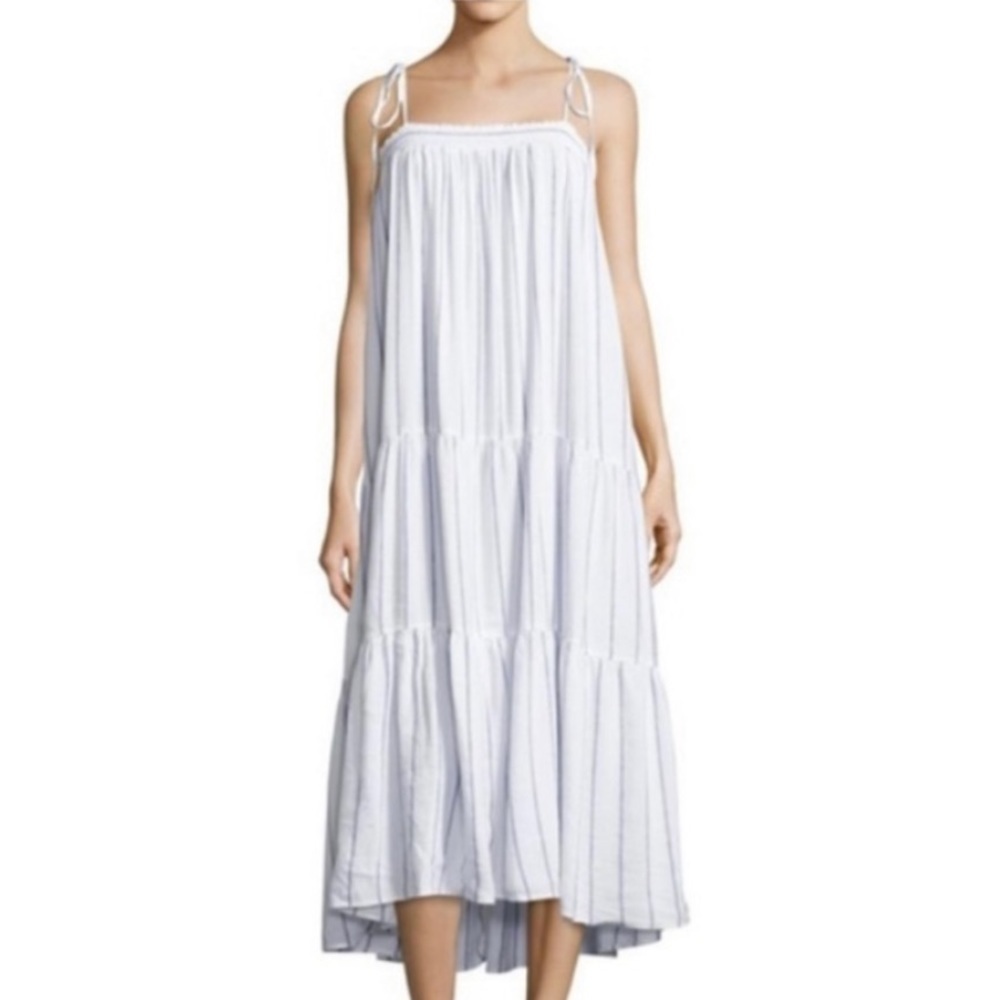 🍁🐠Rails Arielle sundress Positano stripe white blue tied spaghetti strap linen